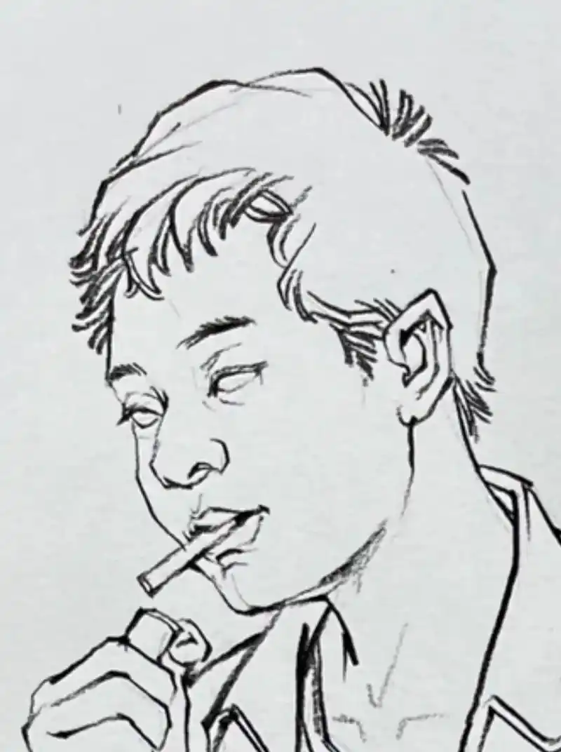 四分之三侧头部速写勾线