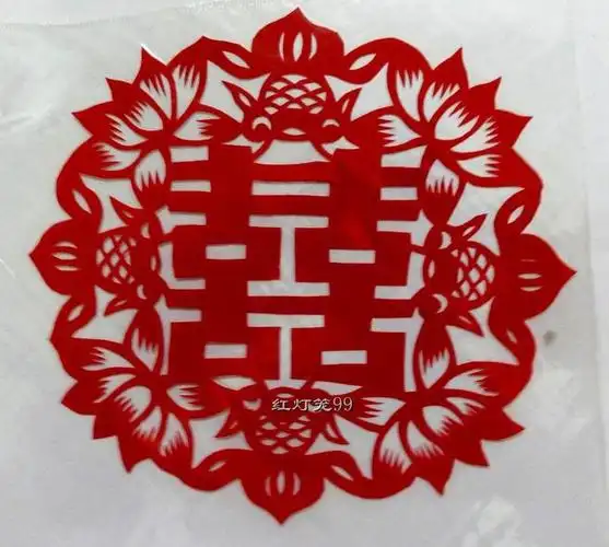 剪纸喜字双喜临门24*22cm纯手工剪纸窗花婚庆用品婚房装饰喜字