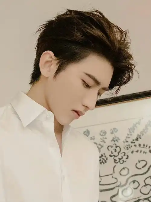 蔡徐坤侧颜白衬衫造型