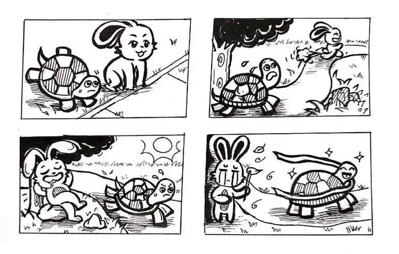 给的格子就比较小,所以就打的小的格子画的不过这种四格漫画考过了