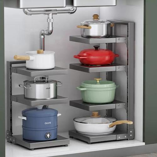 厨房多层置物架家用多功能橱柜下水槽锅具灶台放锅架台面收纳架子