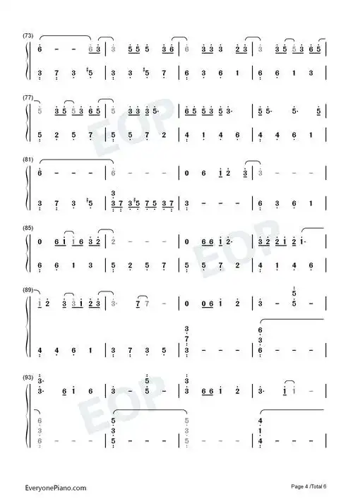 作为怪物双手简谱预览4-钢琴谱文件(五线谱,双手简谱,数字谱,midi,pdf