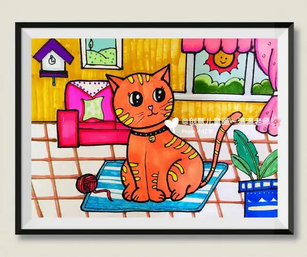 儿童画猫咪主题创意儿童画带步骤