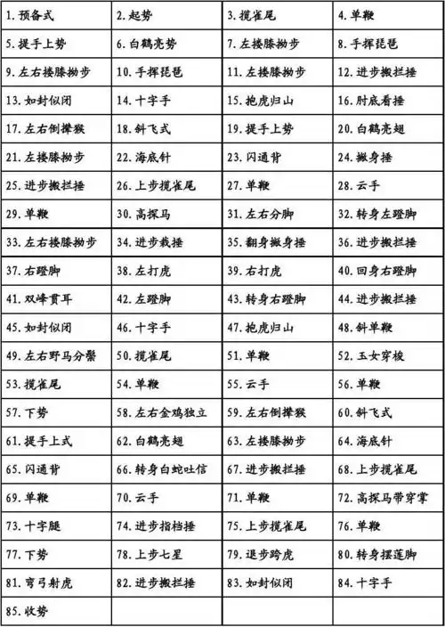 杨氏太极拳老架85式拳谱 动作分解