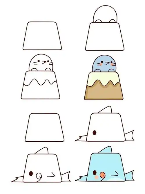 梯形小动物简笔画可爱又简单