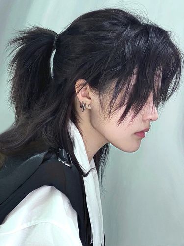 男生狼尾鲻鱼头假发男士武士头韩版帅气潮流网红日系短发全头套式