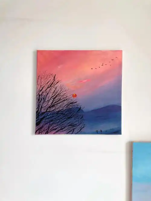 零基础最简单的风景画夕阳余晖