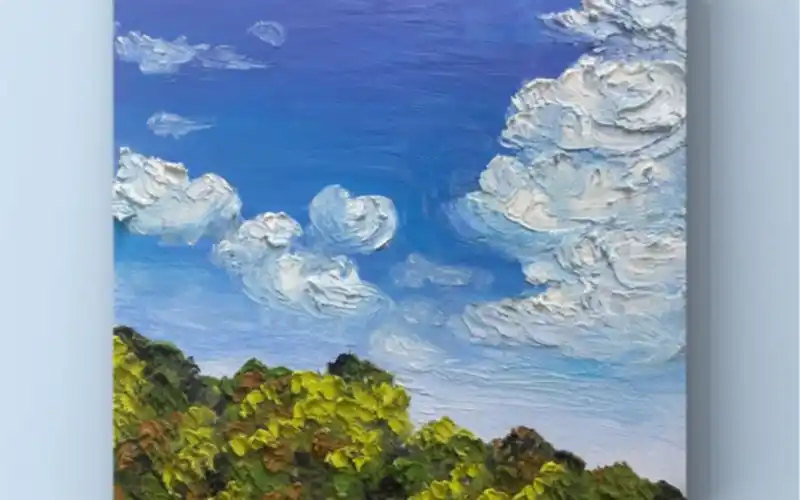 油画棒|原创—白云朵朵(视频教程)新手入门!