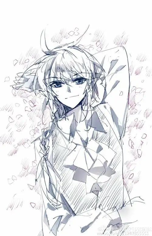 三眼哮天录手绘铅绘动漫美少年二次元帅哥蓝缡飒漫画
