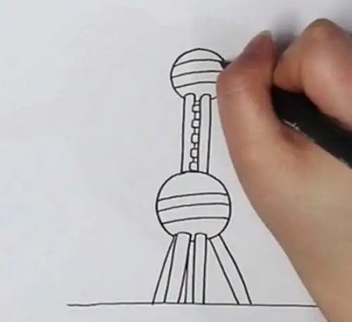 彩色手绘东方明珠简笔画怎么画儿童东方明珠简笔画教程步骤