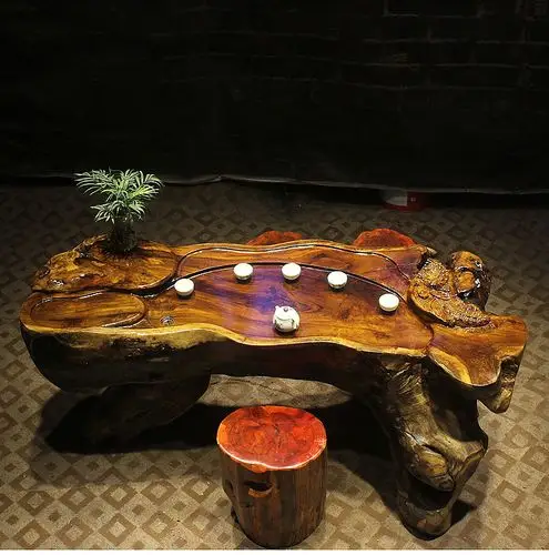 鸡翅木实木根雕茶桌整木树根茶几原木茶海家居茶台休闲功夫茶具