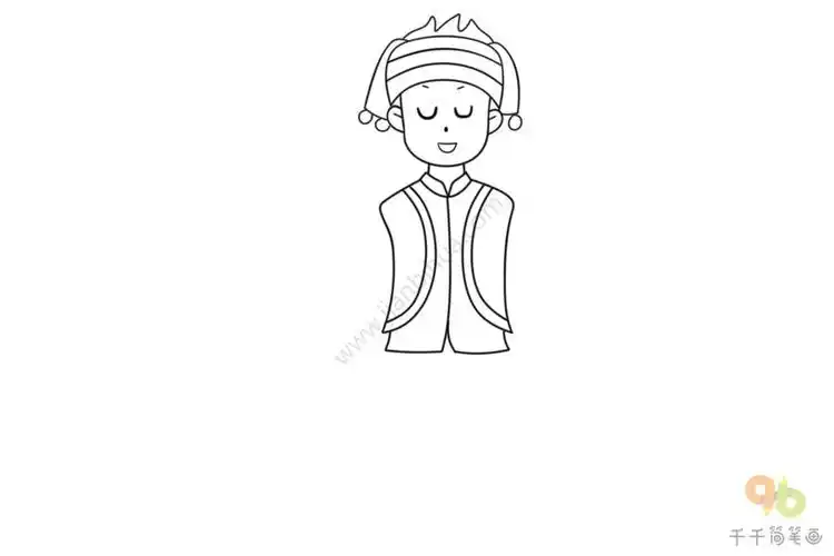 白族男子简笔画