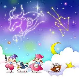 卡通金牛座星座矢量背景素材