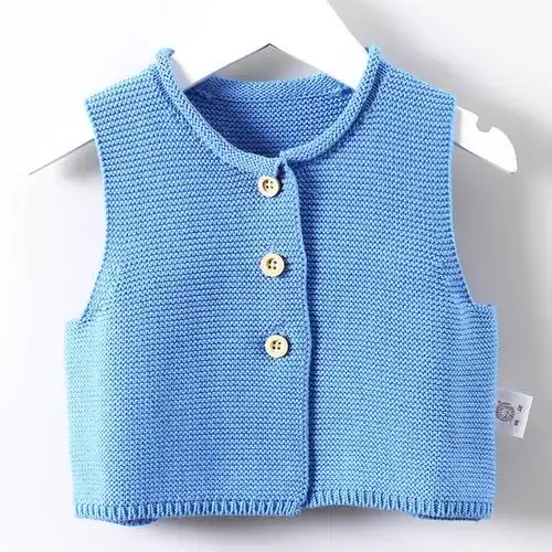 婴幼童装纯棉针织开衫背心可爱外出马甲1-3岁男女宝宝儿童针织马甲