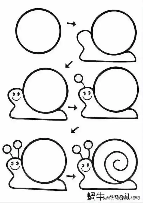简笔画蜗牛怎么画蜗牛简笔画绘画教程图解步骤