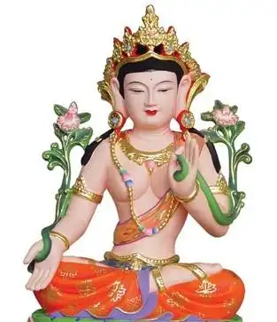 密宗白度母木雕彩绘