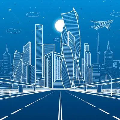 蓝色背景前的城市楼群和地球图片素材库vip免费下载-阿里云正版图片