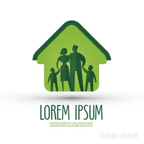 家庭矢量 logo 设计模板.房子或幸福的图标