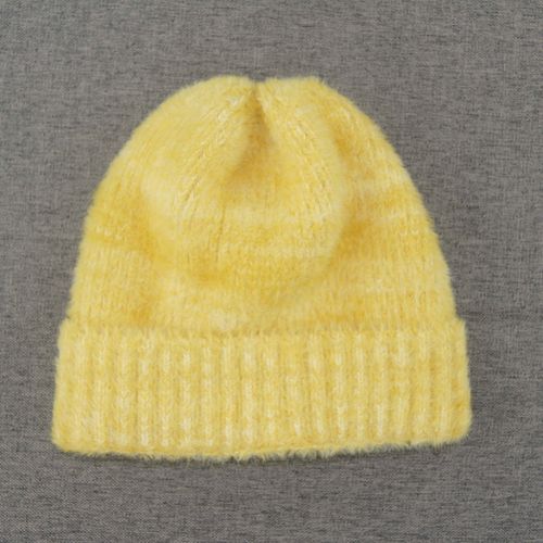 保暖光身冬季黄色青年休闲圆顶毛绒柔软高弹性毛线帽针织帽子女