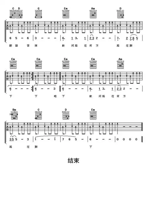 敢问路在何方吉他谱