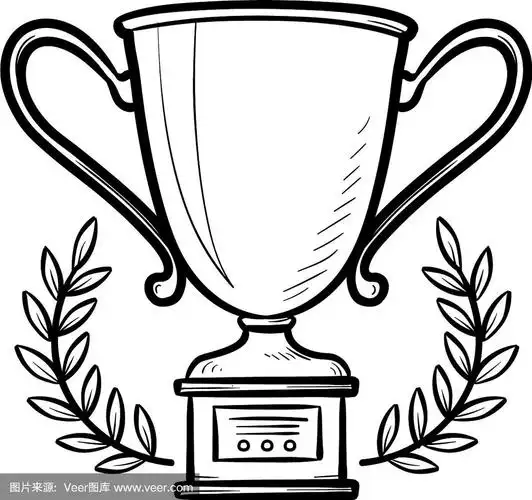 奖杯与月桂花环手绘轮廓