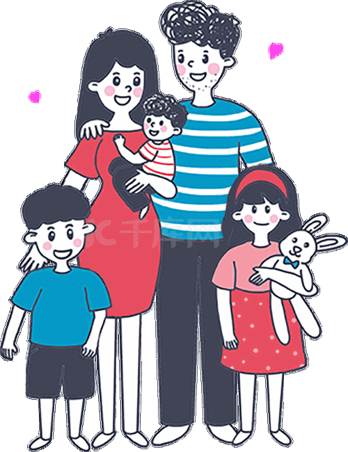 三胎宝宝一家五口人