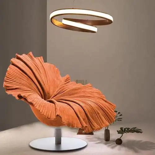 北欧设计师异形单人沙发椅简约客厅阳台旋转椅玻璃钢花朵花瓣椅子