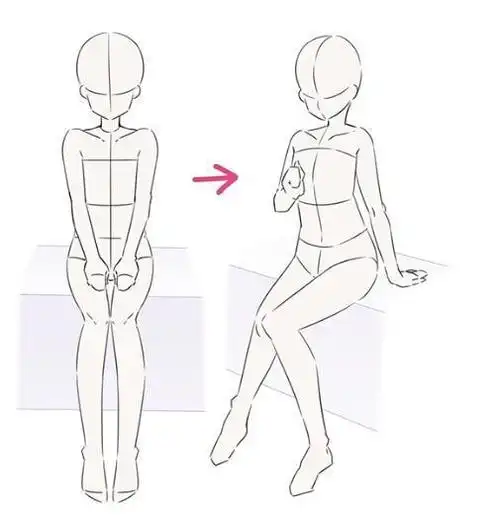 动漫中女孩常见的坐姿画法教程