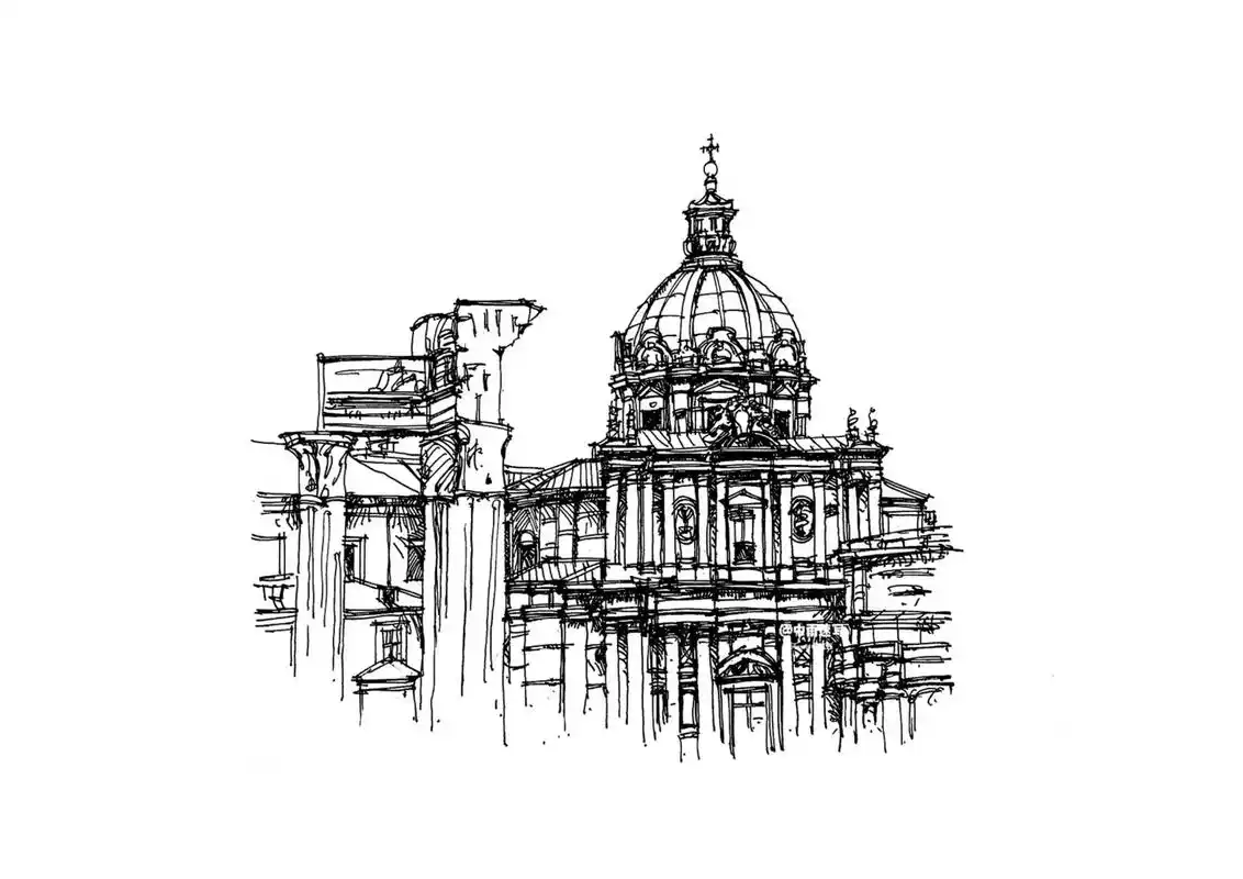 这样的小幅速写喜欢吗?#钢笔画 #速写 #手绘 #建筑速写  - 抖音