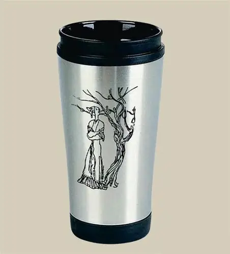 保温杯上雕刻样式图案文字等聚广恒光纤激光打标机可以实现