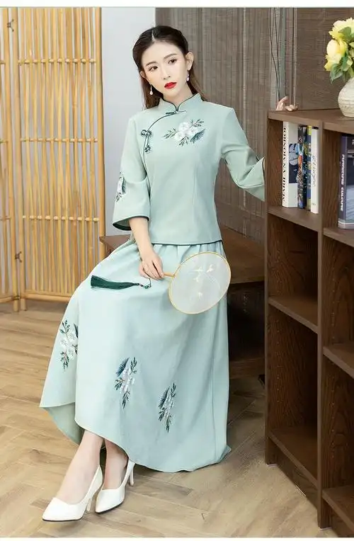 寇恙kouyang民国风复古唐装套装女春夏改良汉服旗袍上衣中国风茶服两