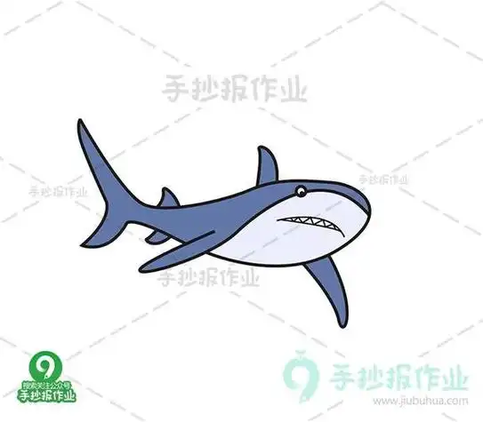 虎鲨简笔画动物简笔画 虎鲨简笔画虎鲨挺的简笔画凶猛的大鲨鱼简笔画