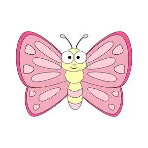 蝴蝶的吉祥物可爱的卡通蝴蝶.在白色 ba 上隔离的矢量插图照片