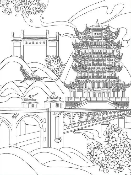 武汉黄鹤楼国潮|插画|商业插画|致愈 - 原创作品 - 站酷 (zcool)