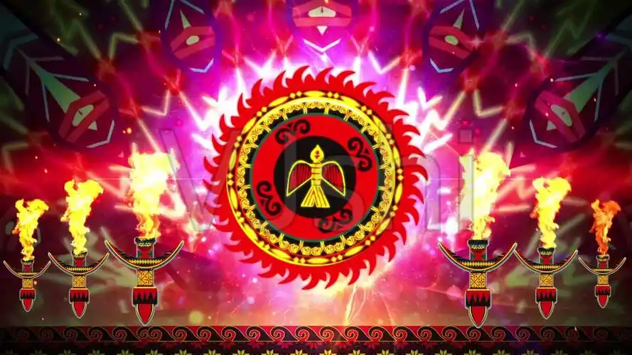 七月火把节素材苗族舞台背景led视频