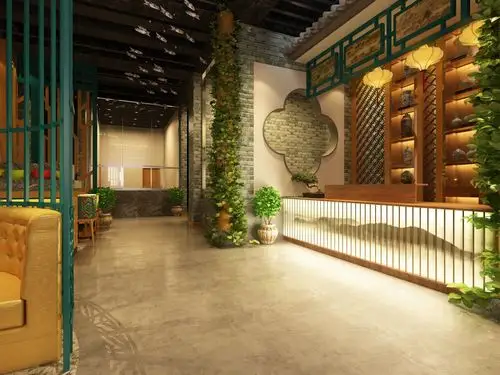 生态餐馆装修设计样板间图片 绿色环保田园风格餐厅装修效果图200平米