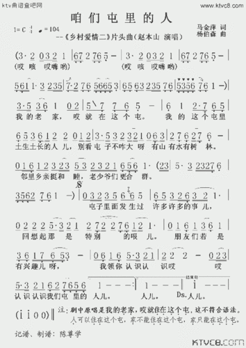 咱们屯里的人_歌谱简谱_哆来咪123曲谱网