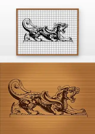 貔貅侧面矢量雕刻图