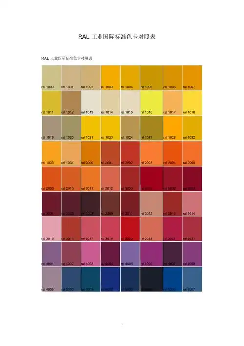 工业比色卡对照表喷塑烤漆精编版doc