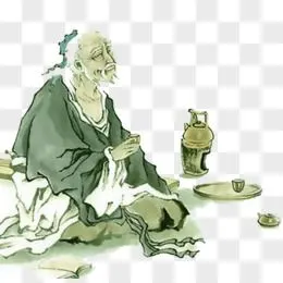 水墨人物pngpsd骑在驴背的长发老者古风图案pngai手绘水墨风披蓑衣的