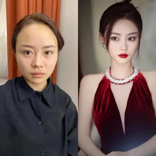 妆前妆后女明星礼服造型