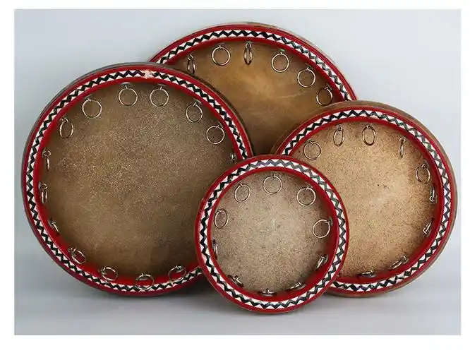 新疆手鼓维吾尔族手工民族乐器彩绘手鼓表演实木牛皮鼓b款25cm