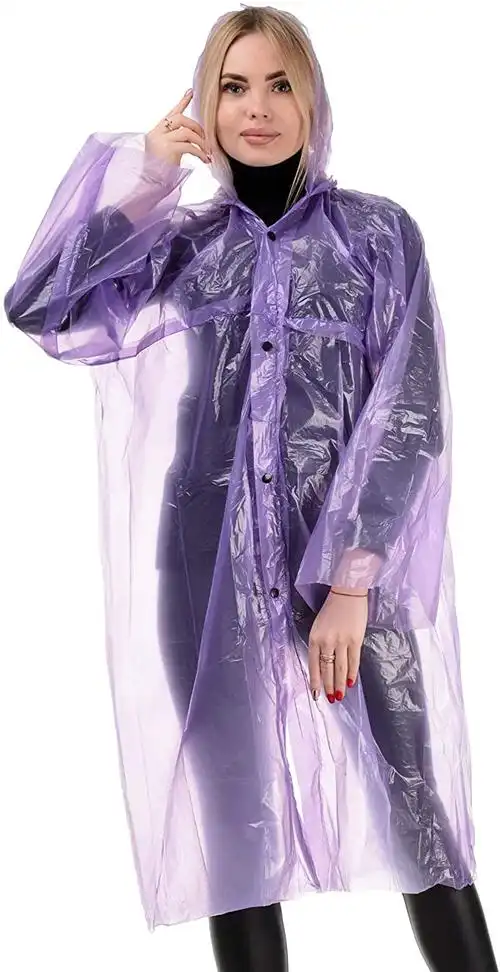 ofxdd 塑料轻质成人雨衣 - 男女皆宜的重型紧急*斗篷 - 带纽扣口袋