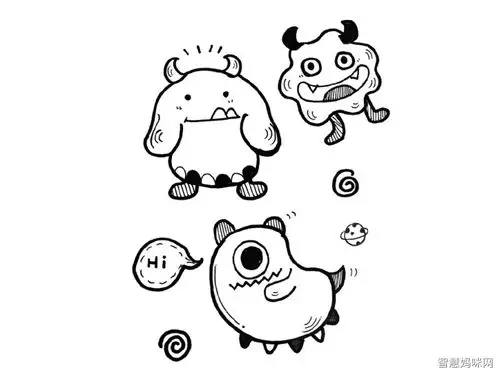 一组可爱小怪兽简笔画图片