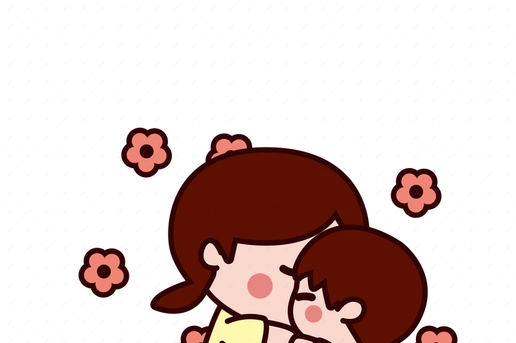 感恩节儿子亲吻妈妈矢量插画