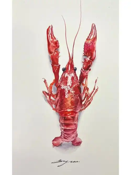 水彩画 #水彩小龙虾 #水彩教学