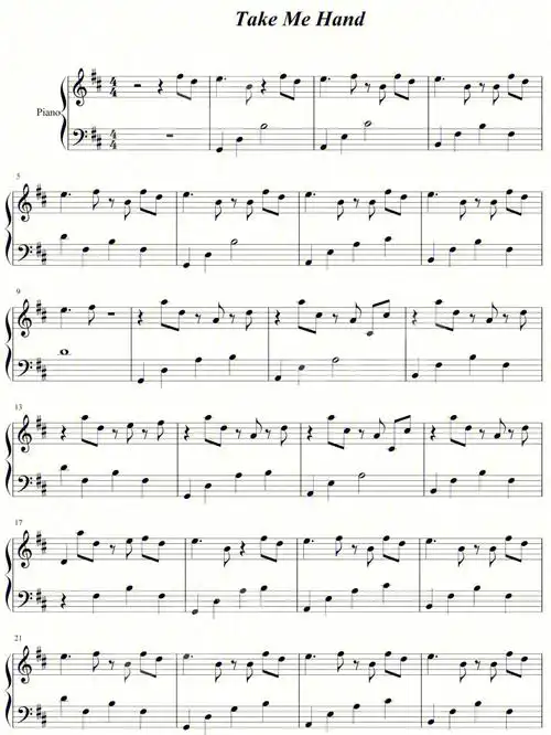 钢琴谱takemehand