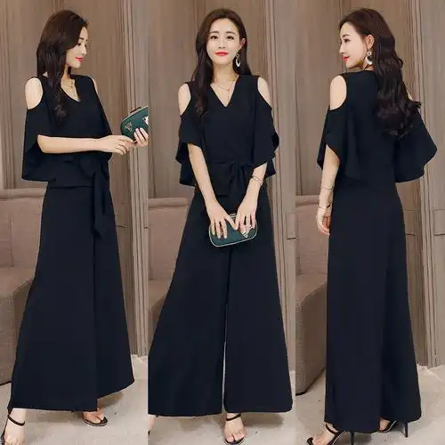 女士新品夏装省心搭配女装时尚港味两件套时髦阔腿裤女神气质套装