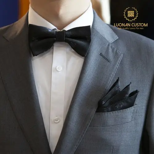 罗楠原创黑色领结领带5cm套装礼盒圣诞礼物领结