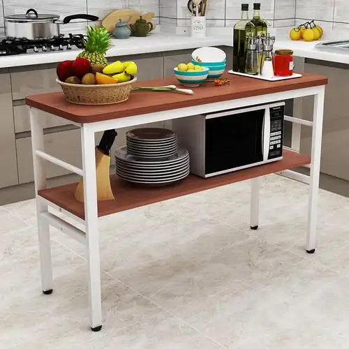 厨房切菜桌操作台微波炉架厨房料理台桌子可调节多功能厨房储物桌